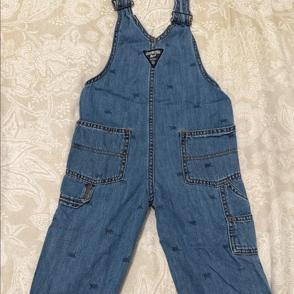 OshKosh B'gosh Blue Denim Carpenter Overalls with Patch Pockets